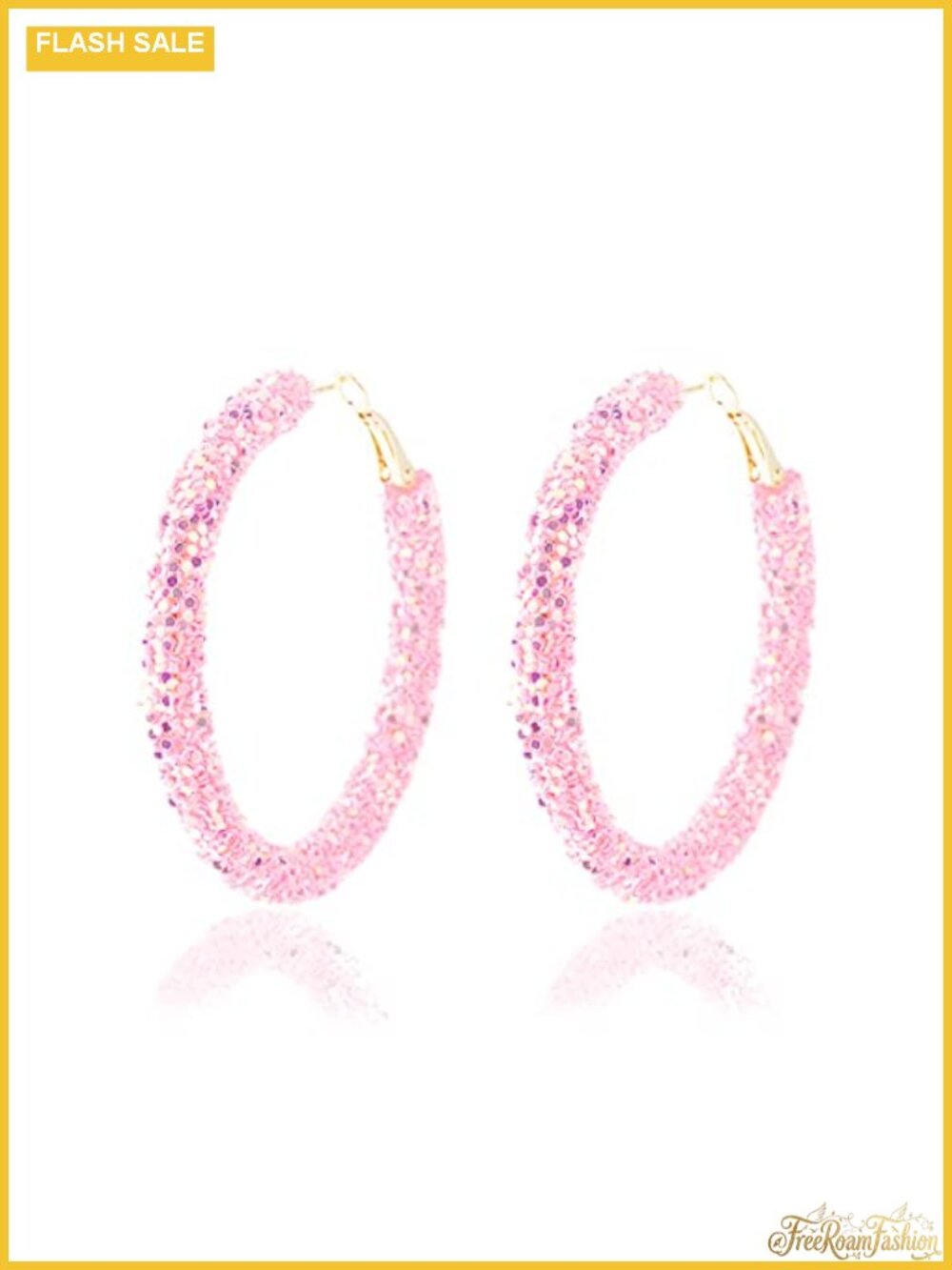 Gold Plated Sequin Wrapped Hoop Dangle Drop Earrings Boho Statement